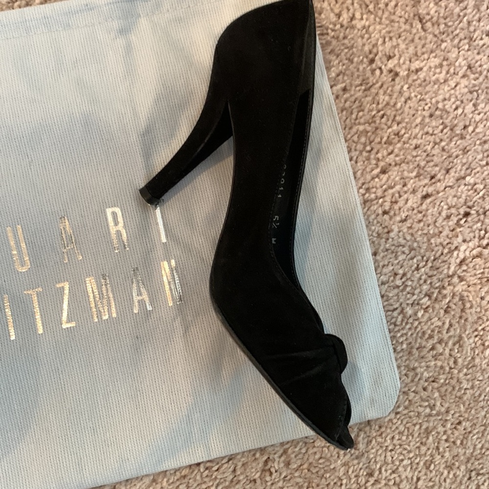 Stuart Weitzman Open Toe Suede Black Knot Detail … - image 8